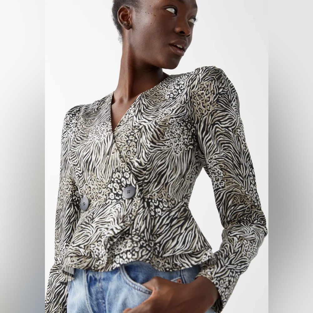 & Other Stories | Peplum Duo Button Wrap Blouse